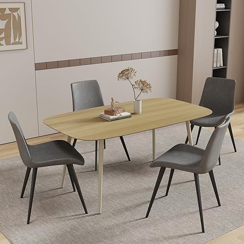 Miniatura 42 de Mesa de comedor moderna de granja de 47.2 pulgadas, mesa de comedor rectangular de madera con patas de metal para 4 personas para comedor, cocina,