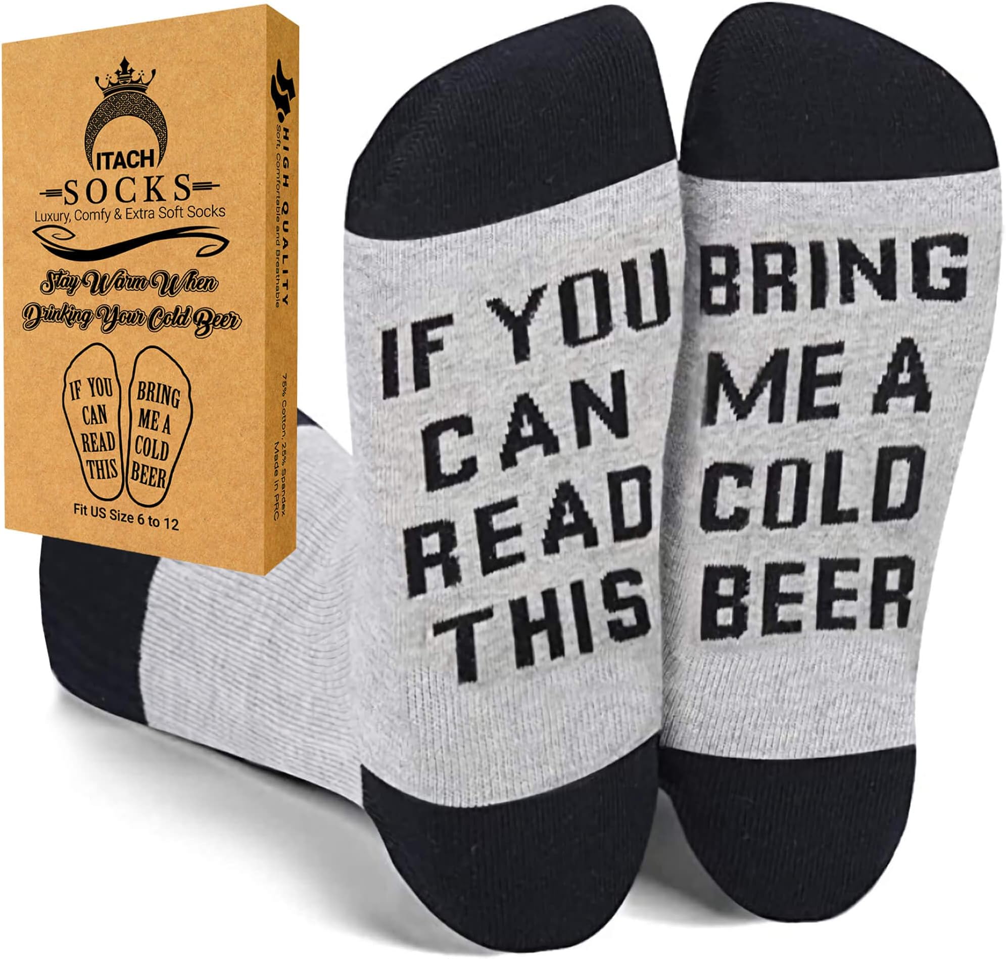 Funny Beer Socks + Gift Box - If You Can Read This Bring Me a Cold Beer - Best Beer Gifts Idea for Fathers Day, Gift for dad, from Daughter, Men Birthday and Best Friends