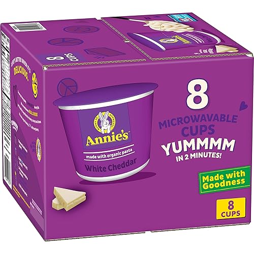 Annie's White Cheddar Microwave Mac & Cheese with Organic Pasta, 8 Ct, 2.01 OZ Cups - White Cheddar - 8 Count (Pack of 1)