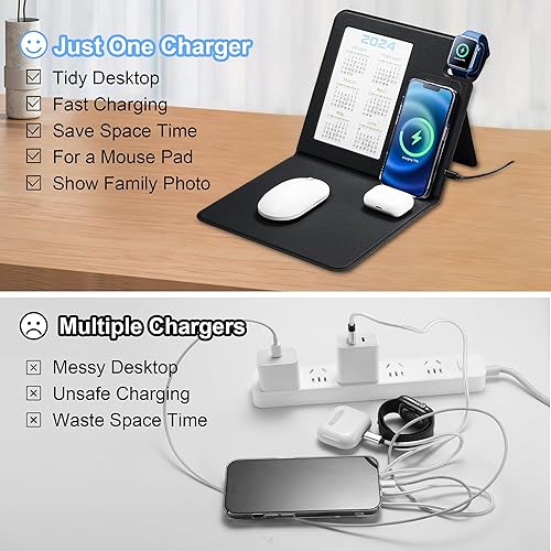 Miniatura 4 de NAZZO Estación de carga inalámbrica 5 en 1 para dispositivos Apple, soporte de carga rápida para iPhone 15, 14, 13, 12, 11 Pro Max Plus Pro, Apple