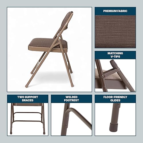 Miniatura 9 de OEF Furnishings OEF970 Series - Sillas plegables acolchadas de tela de alta calidad, asiento y respaldo acolchados cómodos para salas de Marrón