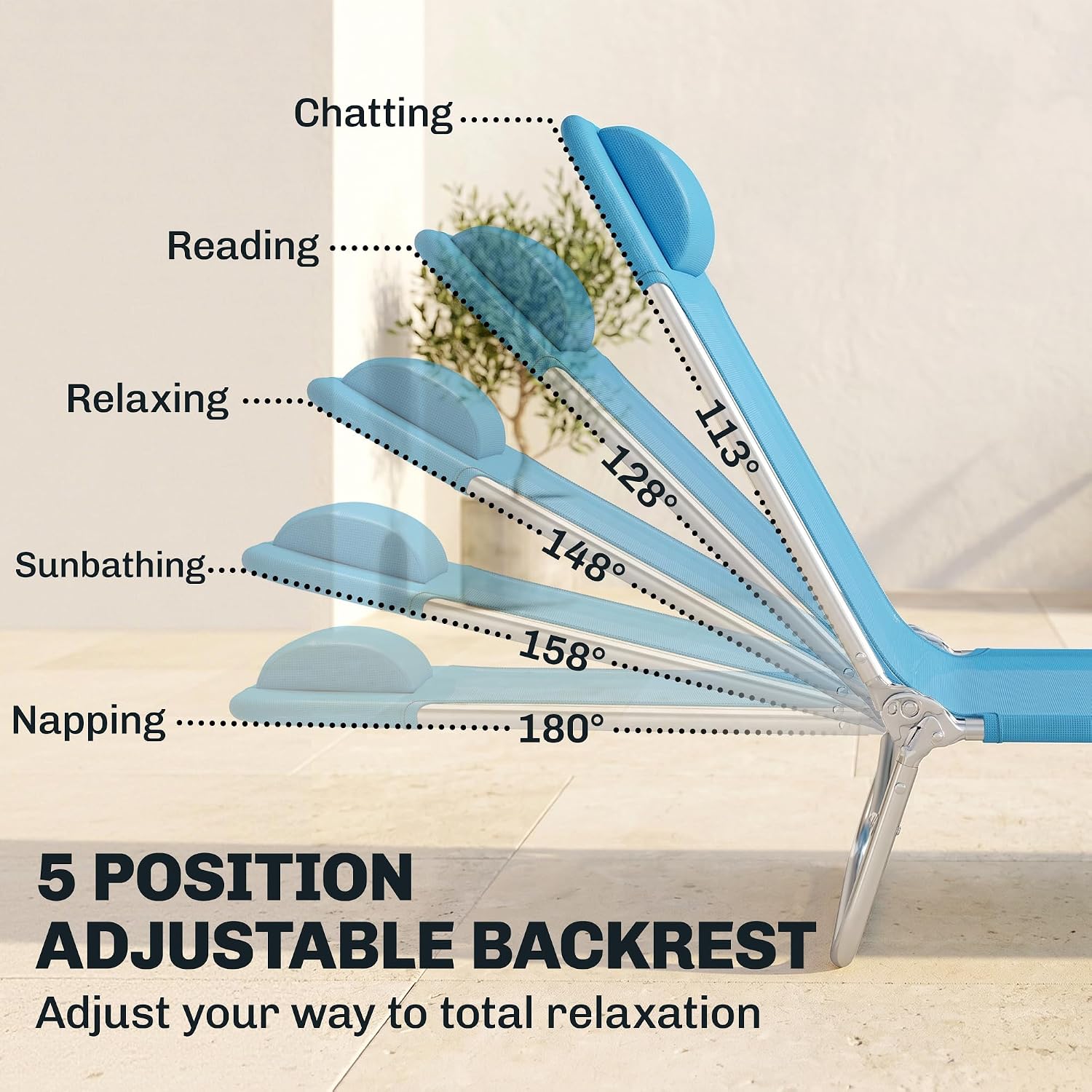 Outsunny 2 Piece Folding Chaise Lounge Chairs, Pool Sun Tanning Chairs with Reclining Back, Breathable Mesh Seat, Headrest for Beach, Yard, Patio, Blue