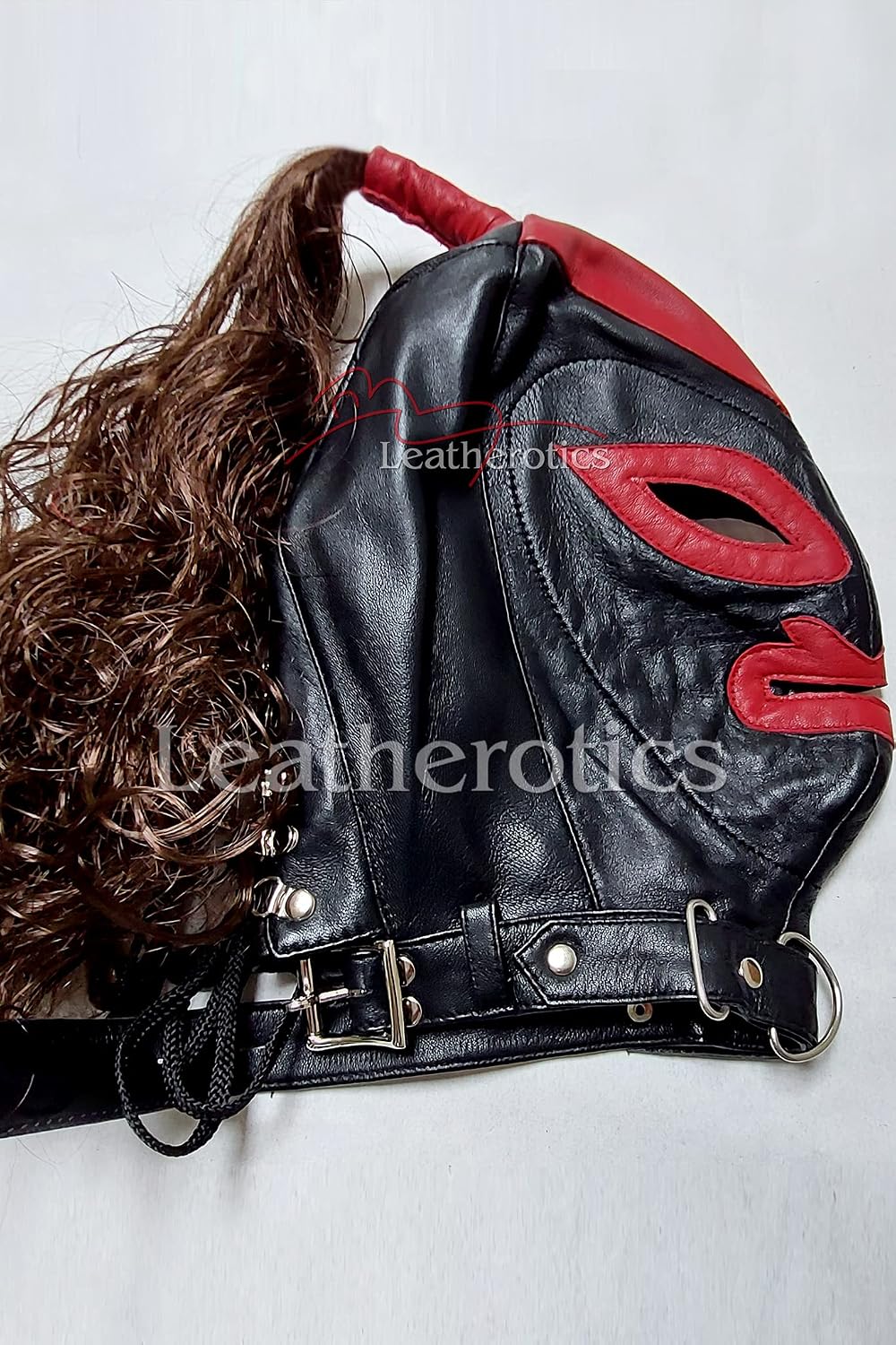 Leather BDSM Mask-Bondage Hood & femdom mask for face cover sex