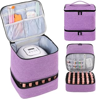 Travel Nail Polish Organizer, Holds 30 Bottles (15ml), Double-layer Nail Polish Carrying Case, Large Capacity Portable Storage Bag for Nail Varnish and Manicure Set
