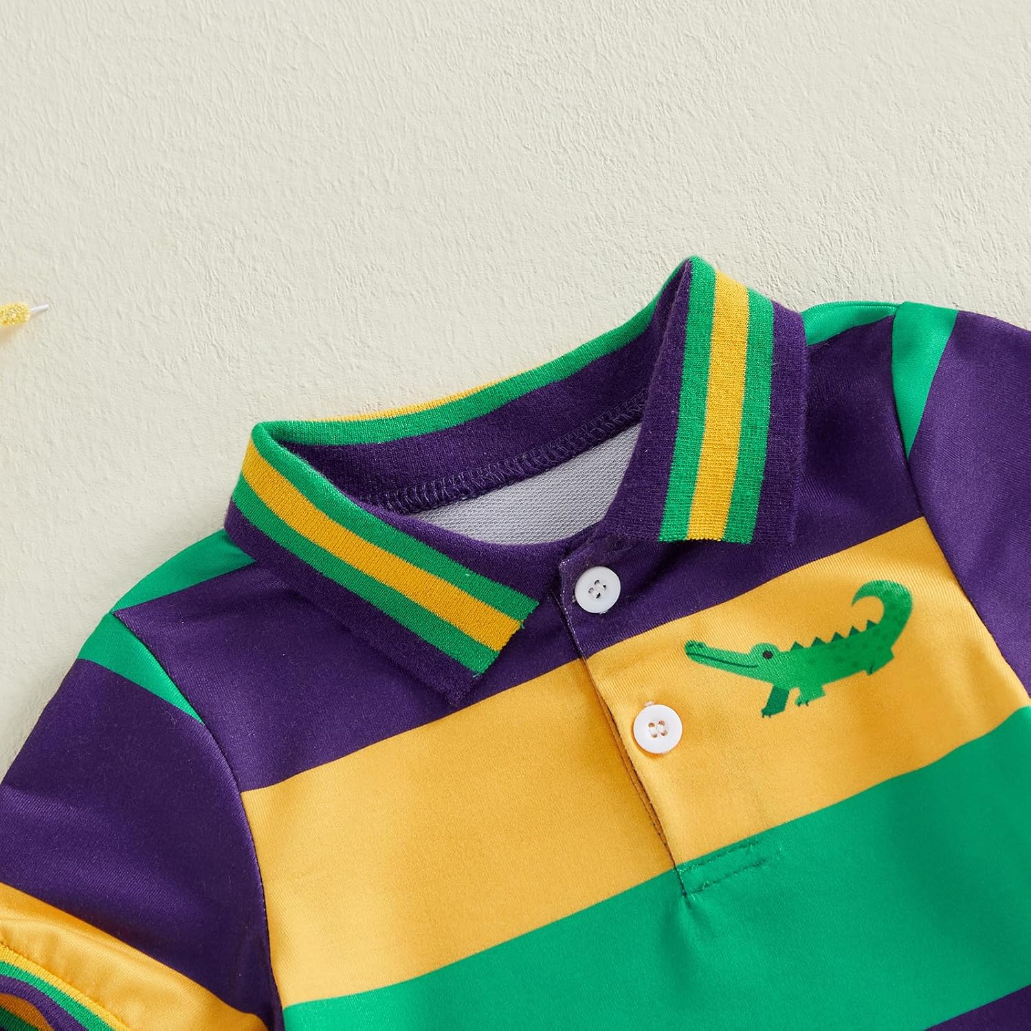 Toddler Little Girls Mardi Gras Dress Crocodile Short Sleeve Striped Lapel Ruffle Dresses Kids Baby Carnival Outfit - Image 8