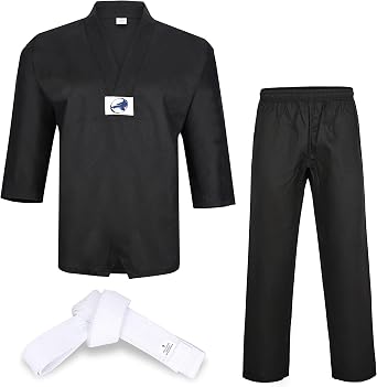 Taekwondo V-Neck Uniform Fully Black For Martial Arts Training MMA Competition