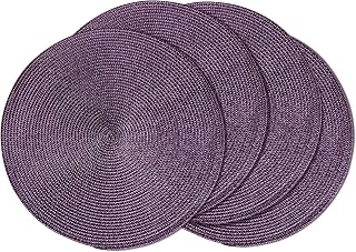 AHHFSMEI Round Braided Placemats 15 Inch Round Table Mats for Dining Tables Natural Woven Heat Resistant Place mats Set of 4 (Plum Purple,4)