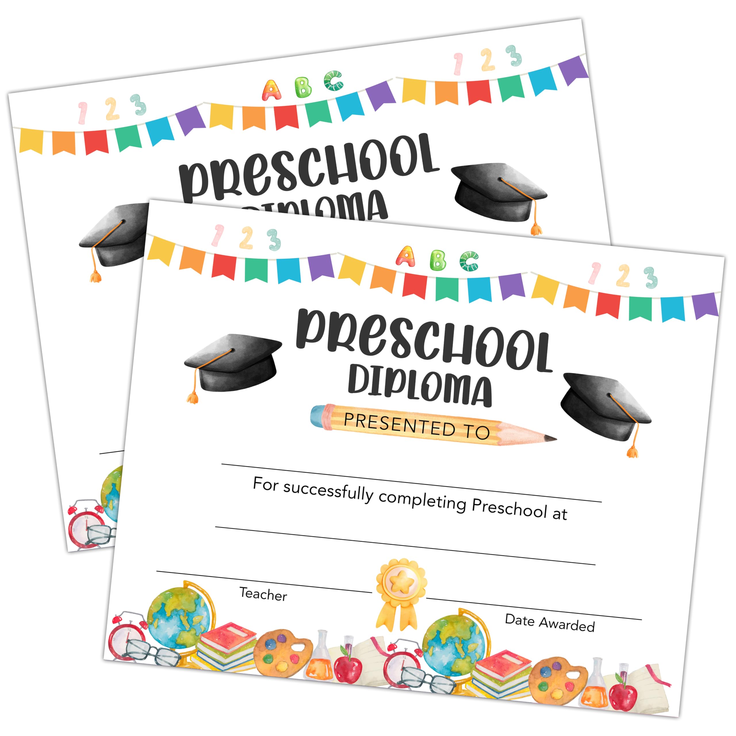 Colorful Preschool Diploma Certificates, 25 Pcs School Certificates of Award, School Graduation Ceremony Certificate Gifts for Kids Children Students, Kindergarten Diploma Decorations Supplies -11