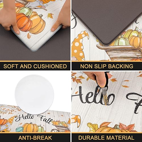 Miniatura 3 de U'Artlines Alfombras y tapetes de cocina antifatiga para otoño, 2 piezas, 32 x 48 pulgadas
