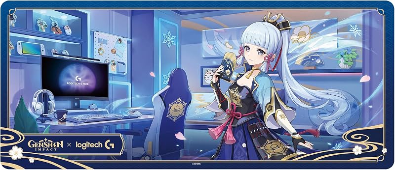 Genshin Impact Kamisato Ayaka Extended Mouse Mat Gift Box | Extended size, black rubber anti-slip base, smooth glide micro-weave fabric surface, ultra thin profile