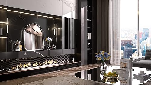 Miniatura 313 de TETOTE Espejo de 60 x 36 pulgadas para baño, espejo de tocador dorado de latón cepillado, espejo de pared grande rectangular con marco de metal Oro