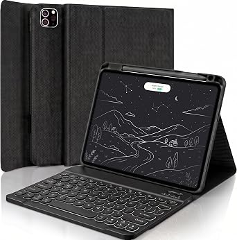 Keyboard Case for iPad Air 11 Inch M4 2026/M3 2025/M2 2024& iPad Pro 11 Inch 4th/3rd/2nd/1st Gen, 7 Backlit Detachable Bluetooth Keyboard Folio Cover for 10.9" iPad Air 4th/5th Gen, Black