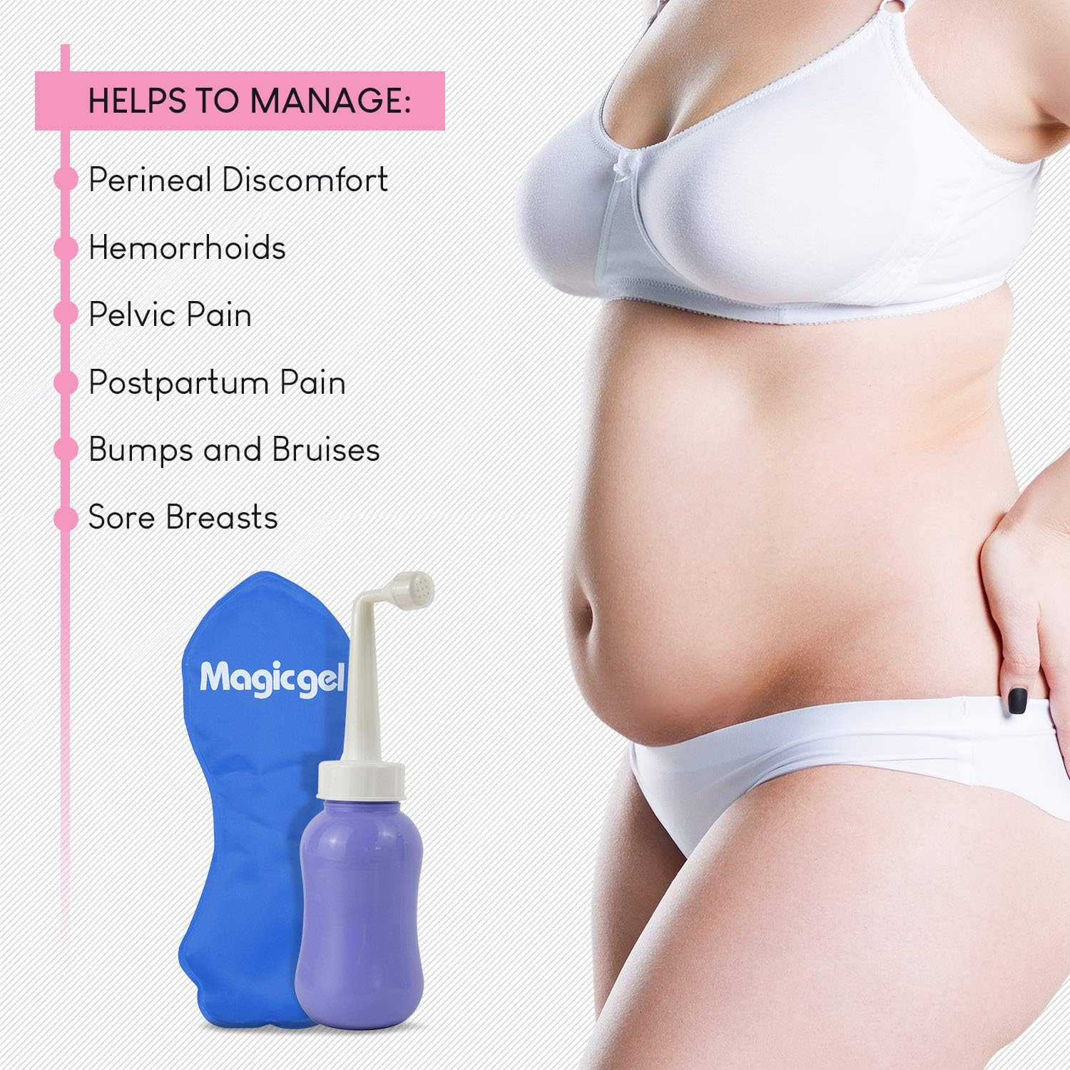 50% оƒƒ Dіѕсоunt Perineal Ice Pack & Bidet Spray Bottle Set - for Cleansing and Reducing Postpartum Pain & Swelling - Reusable Care Kit for Pelvic Discomfort & Hemorrhoids (by Magic Gel)