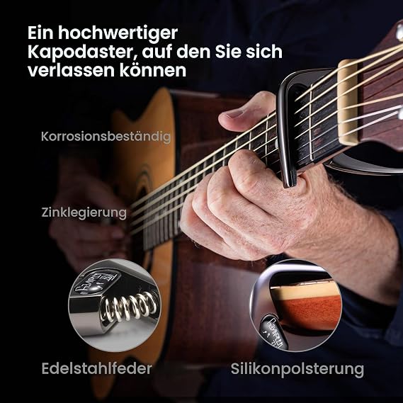 Performance Capo for Acoustic and Electric Guitars - Long Life No String Snare With This Stylish Capo You Play Confidently