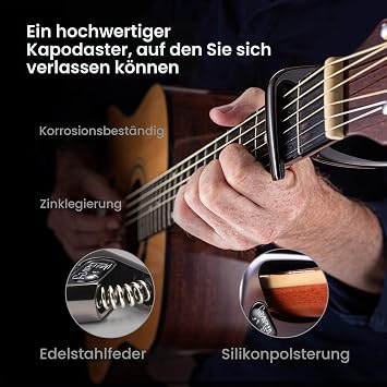 Performance Capo for Acoustic and Electric Guitars - Long Life No String Snare With This Stylish Capo You Play Confidently