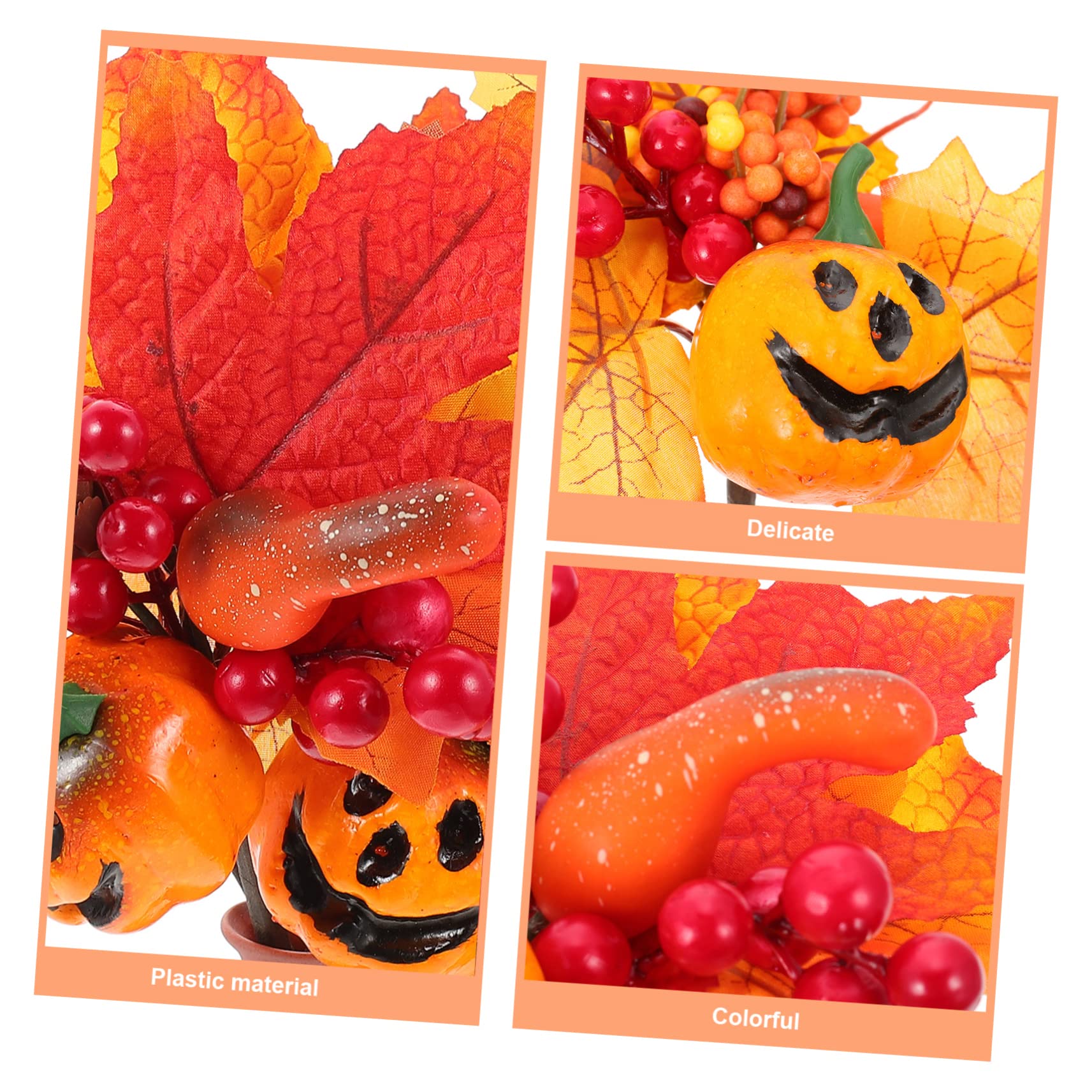 Alipis 5 Sätze Simulation Kürbis Zweige Halloween Dekoration Halloween-Dekoration Trockenblumen Püree Girlande Tischzentrum Gefälschte -Pflanze Plastik Orange 3 Stück * 5