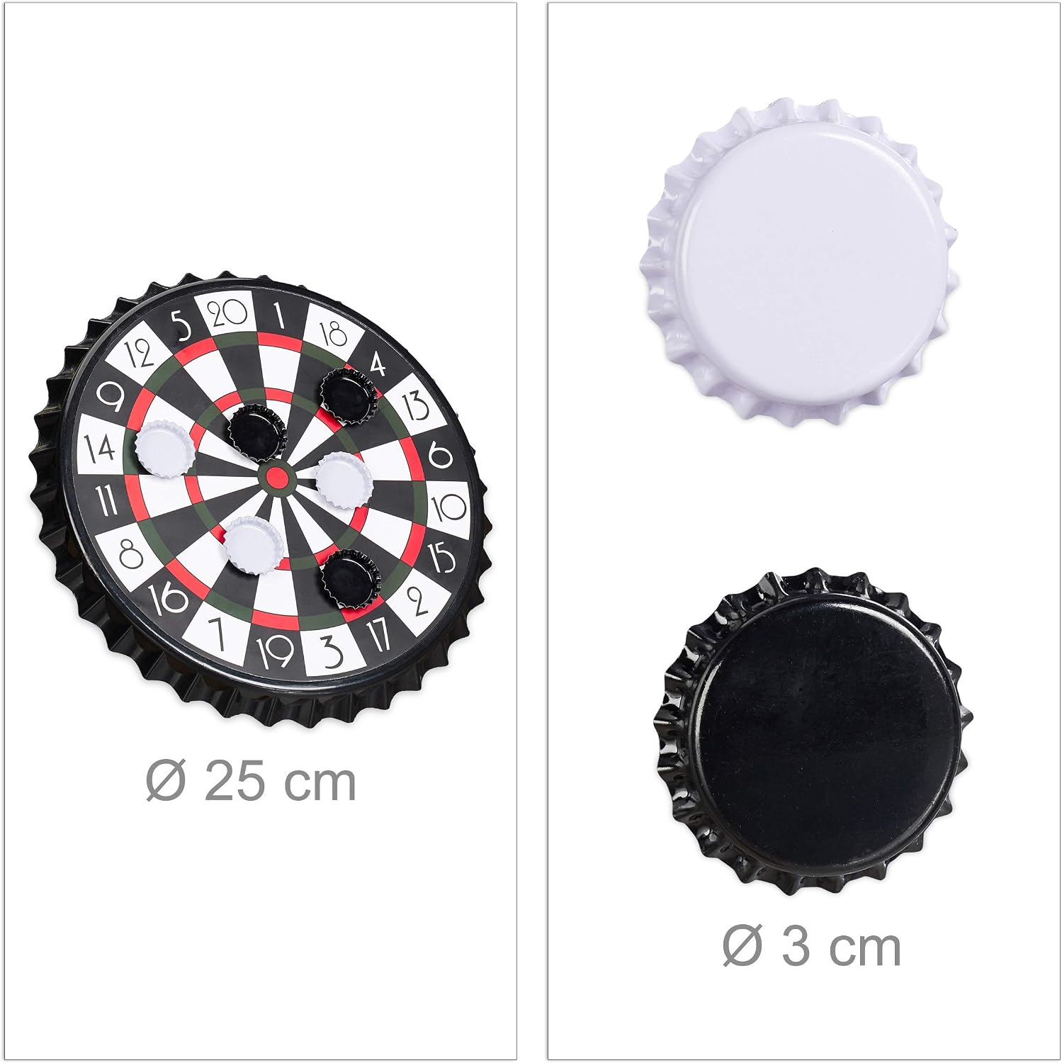Relaxdays Tarcza do darta z kapslem magnetyczna tarcza celownicza gra z 6 kapslami gra imprezowa Ø 25 cm czarna