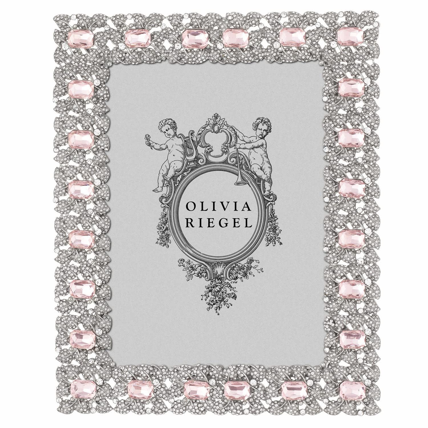 Olivia Riegel Silver Genevieve Austrian Crystal & Rose 8x10 Frame 5x7