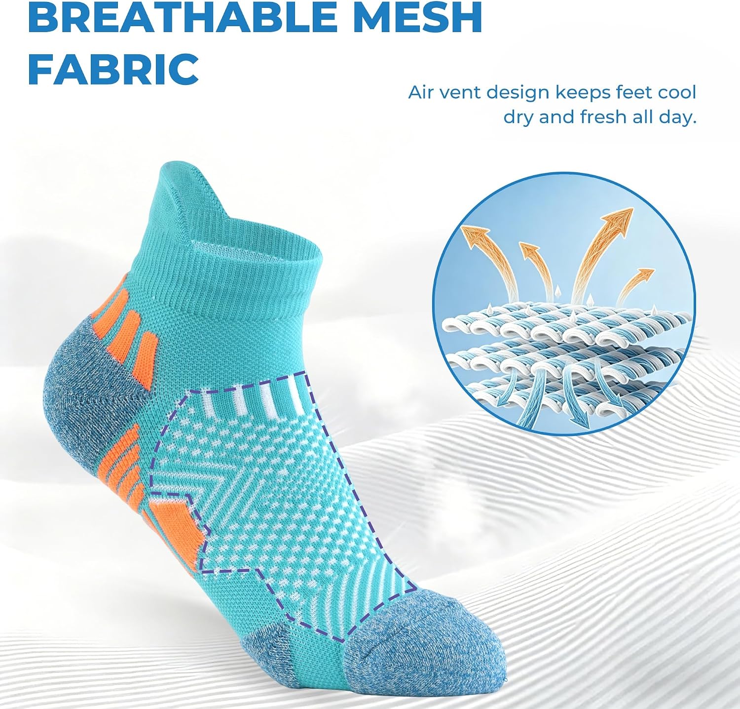 JINGRULIU Women’s Running Socks Cushioned Compression Ankle Socks 3 Pairs | Cushioned Sole, Arch Support, Anti-Blister Heel Tab, Breathable Mesh, Moisture Wicking for Running & Training