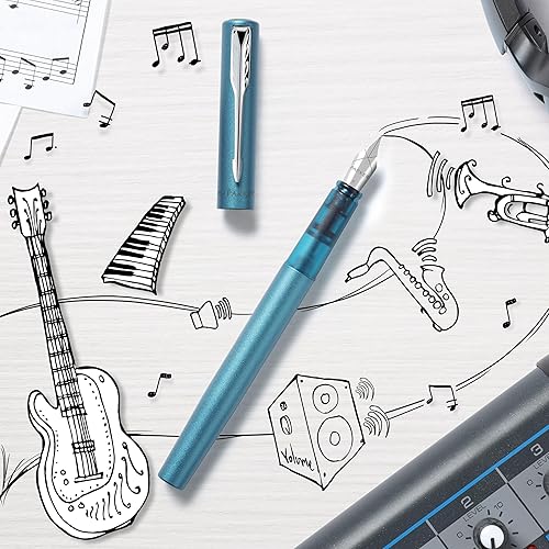 Miniatura 7 de Parker Pluma estilográfica de vector verde azulado con tinta azul en caja de regalo