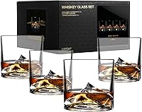 Vista 12 de LIITON Mont Blanc - Juego de regalo de 2 vasos de whisky de cristal pesado, vaso de bourbon grueso congelable de 1 libra cada uno, regalos de whisky