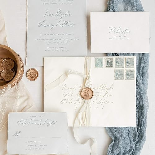 Miniatura 2 de Roselei & Ivory - 20 sellos de cera autoadhesivos, color dorado envejecido