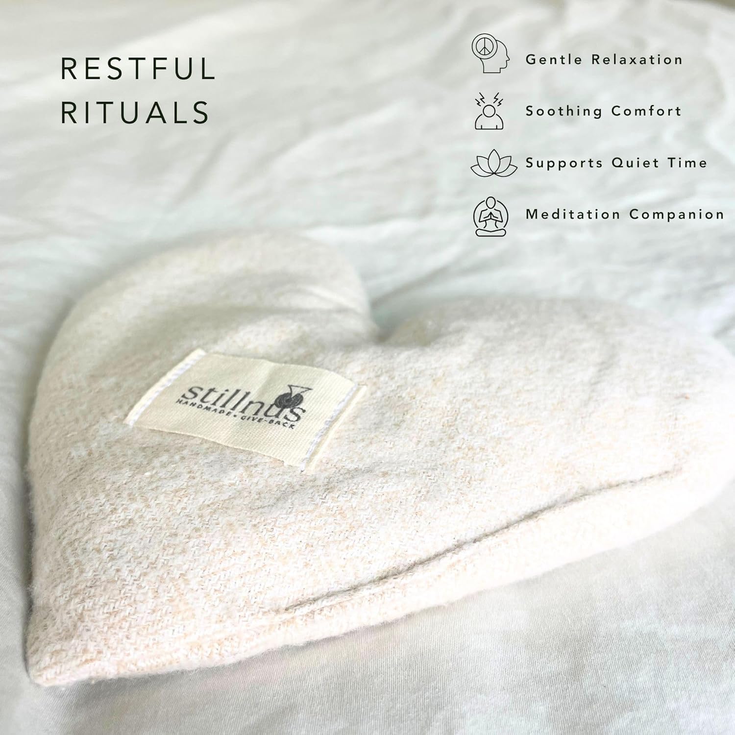Stillnus First Light Weighted Eye Pillow – Organic Flaxseed & Lavender, Heart Shaped, Relaxation & Feel Better Gift for Women