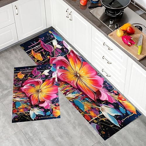 Tapete de cocina bohemio con diseño floral de girasol, antideslizante, antifatiga, para cocina, oficina, fregadero