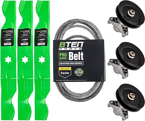 8TEN Kit de correa de husillo de hoja de cubierta para Cub Cadet i1050 Troy Bilt Horse Craftsman LT-5000 50 pulgadas 918-04125 942-04053C