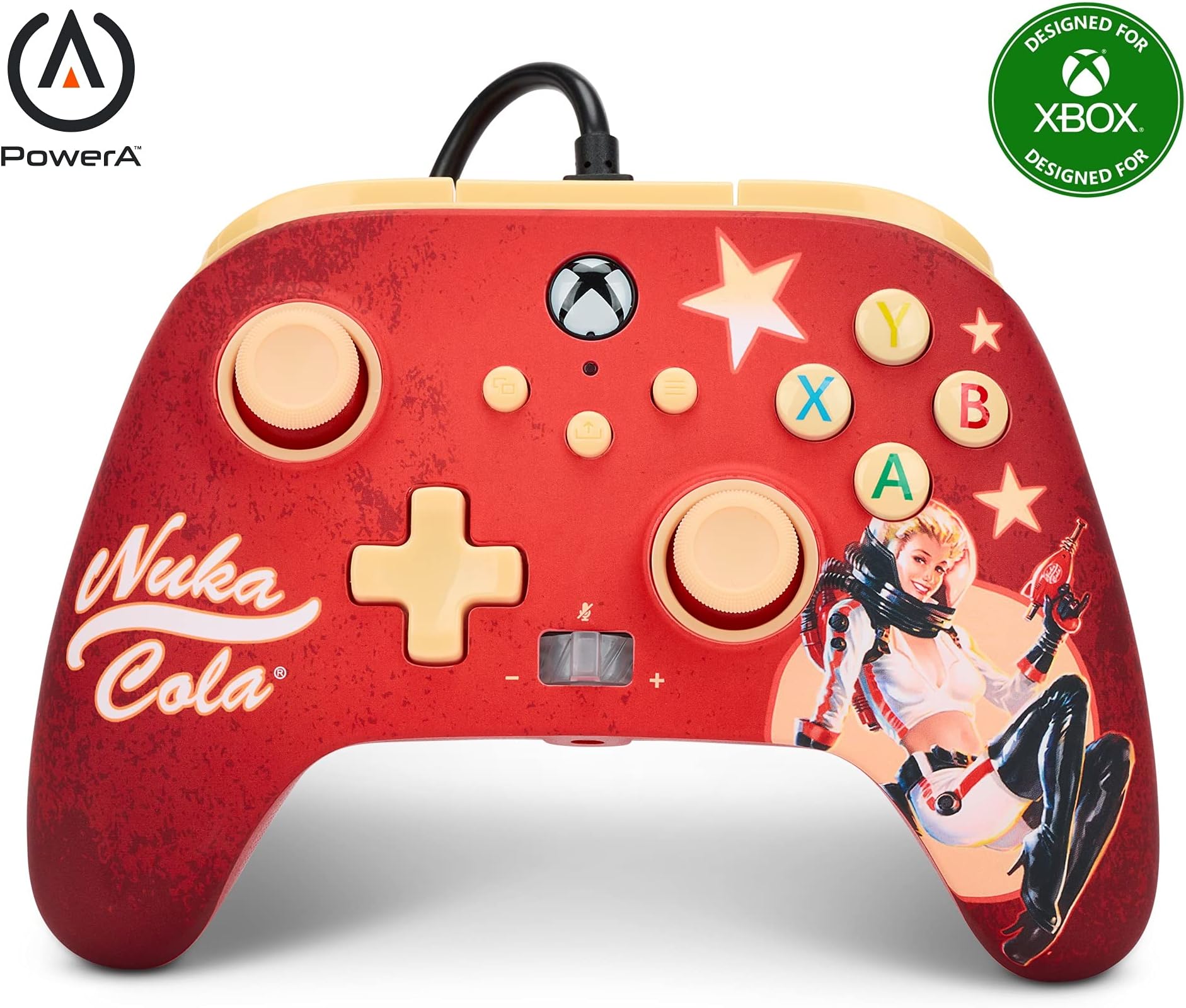 PowerA Enhanced Wired Controller for Xbox Series X|S - Fallout: Nuka Cola, Detachable 10ft USB-C Cable, Mappable Buttons and Rumble Motors, Officially Licensed for Xbox