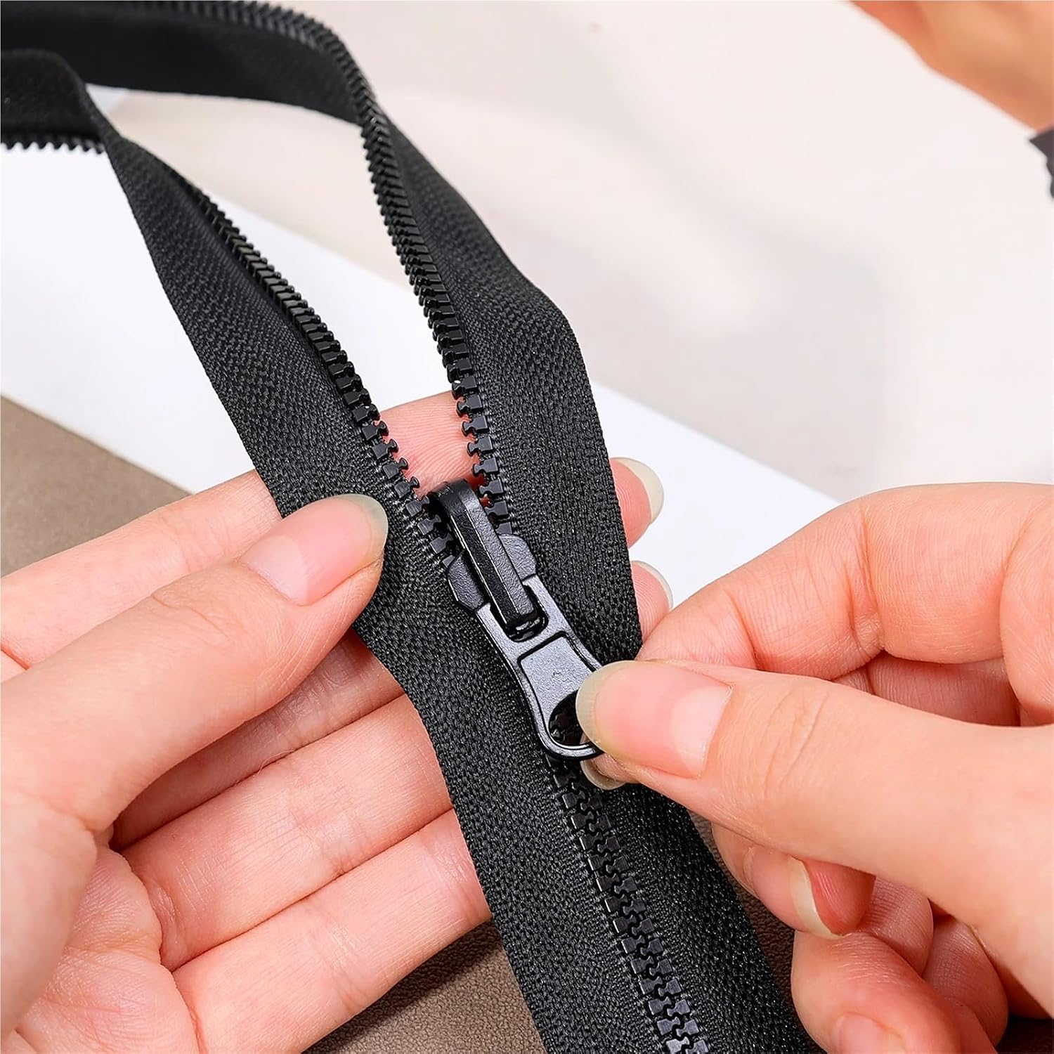 Zipper Replacement 15pcs Double Sided Rotating Rail Zippers Metal Replacement for Luggage Bags and Jackets(Large)