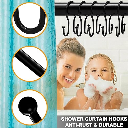 Miniatura 4 de Ganchos dobles para cortina de ducha, 24 ganchos de ducha de metal inoxidables para cortina de ducha, anillos de ducha dobles para cortina de ducha,