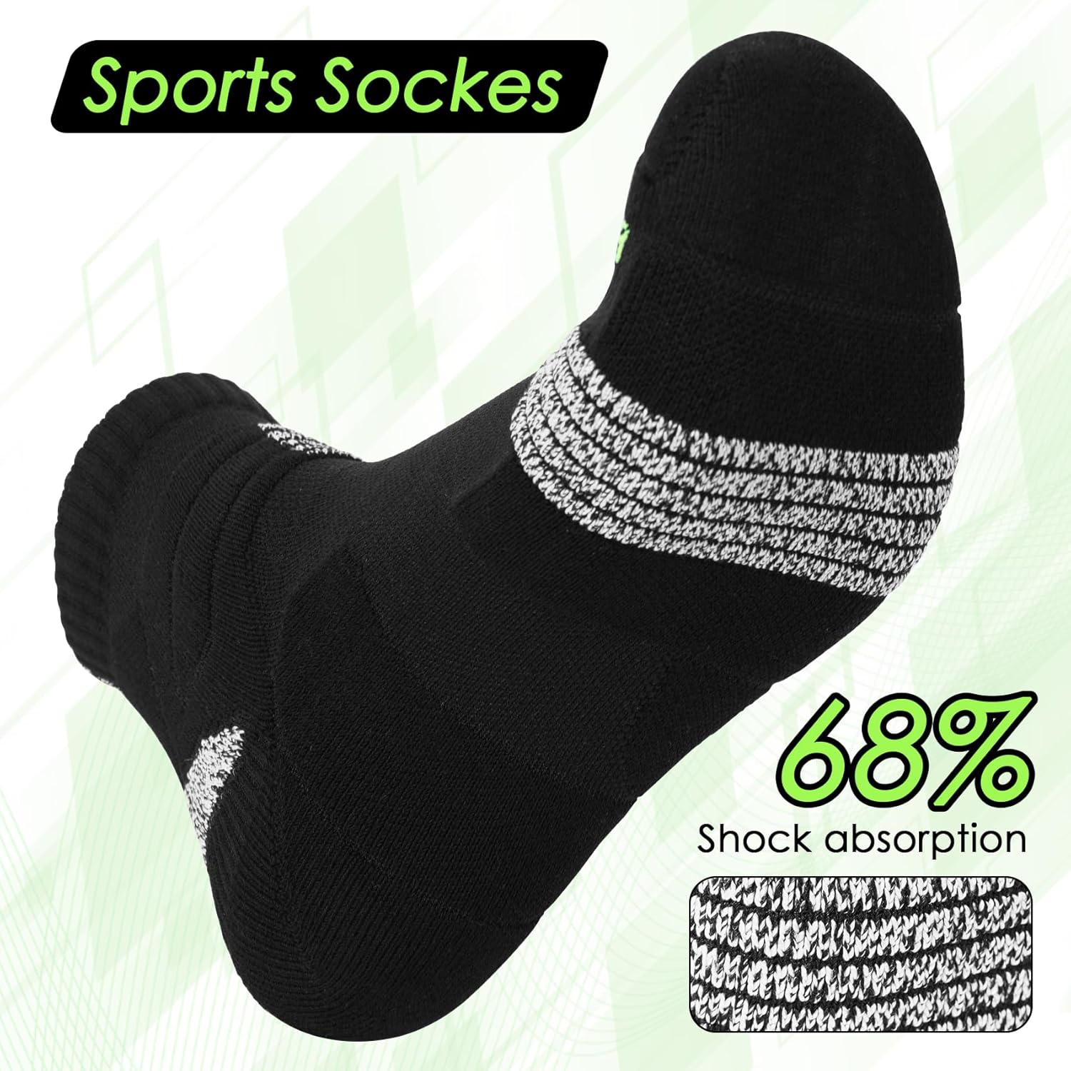 3 Pairs Compression Running Socks for Men, Cushion Padded Anti-Blister, Moisture Wicking Cooling, Athletic Socks Crew - Image 6