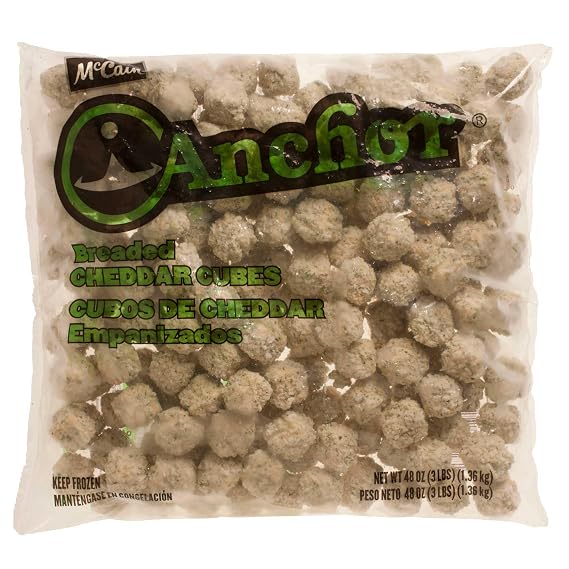 McCain Anchor Breaded Cheddar Cheese Cube - Appetizer, 3 Pound -- 6 per case.