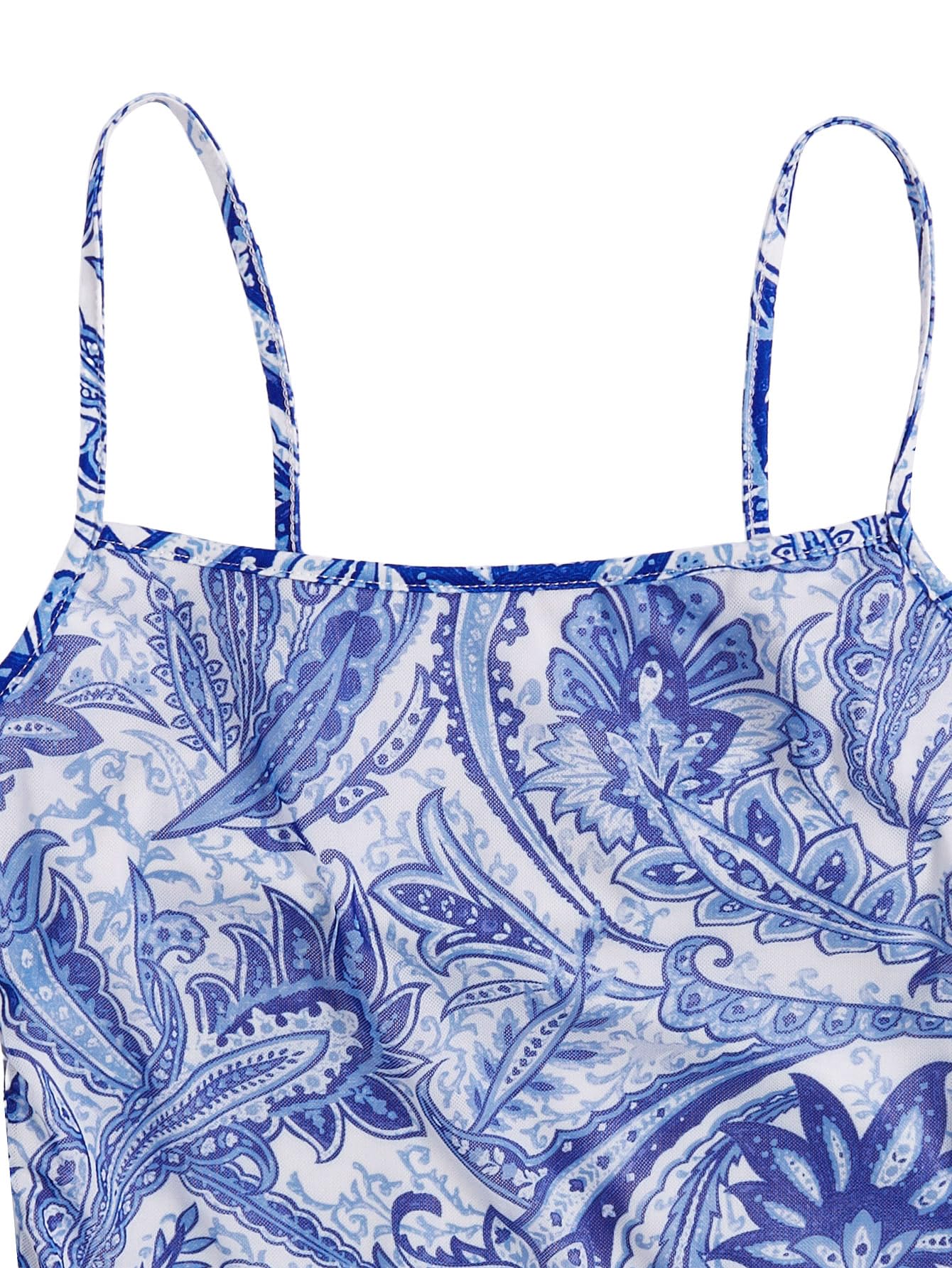 Milumia Women's Summer Mini Dress Vintage 90s Spaghetti Strap A Line Mesh Short Dresses Sun Dress: Small Blue and White