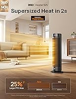 Vista 2 de DREO Space Heater for Large Room, 23 Inch Electric Heaters for Indoor Use, 8 Safe Protection Tower, 70° Oscillation, PTC Ceramic with Thermostat and