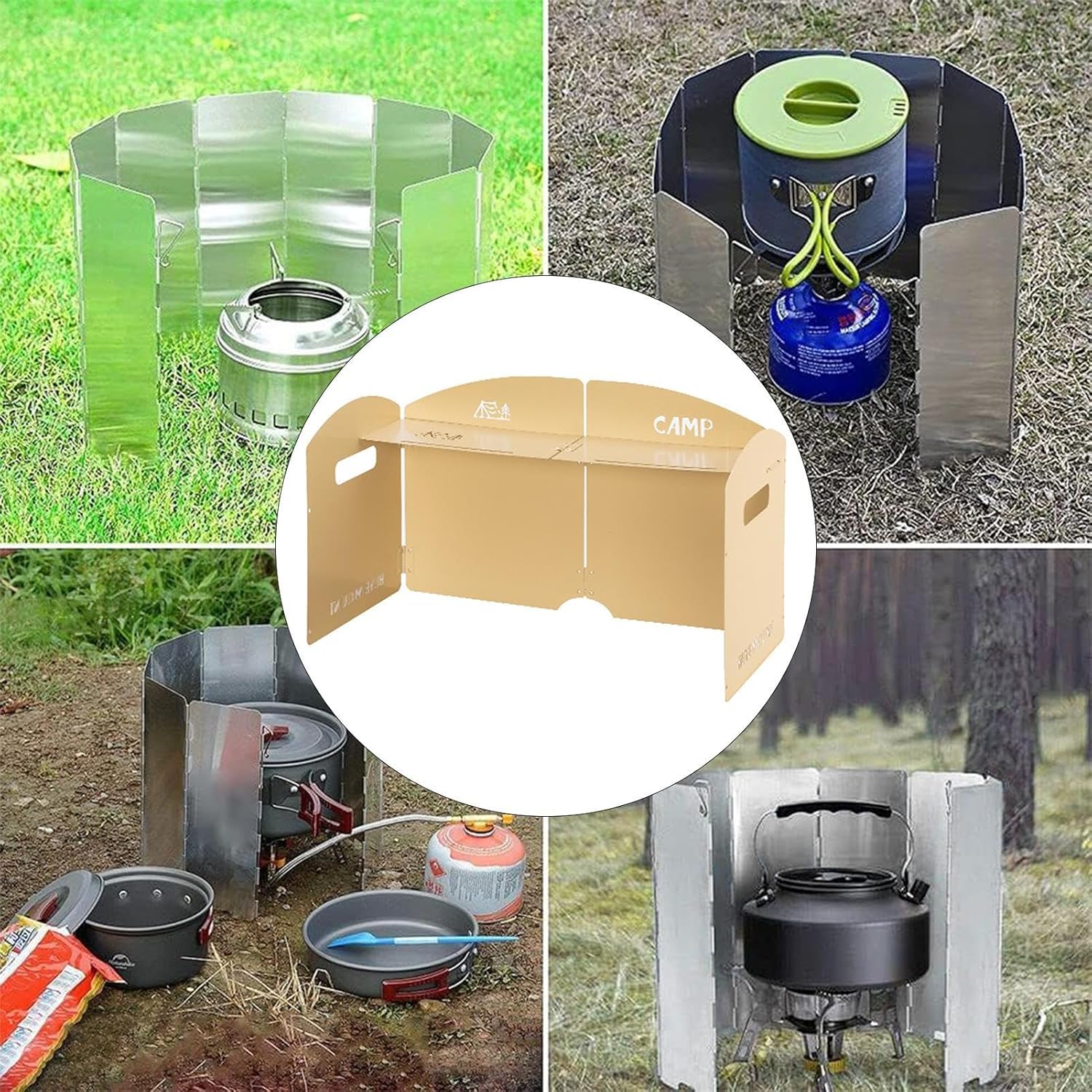 Windscreen for Camping Stove - Foldable Blocker Shield - Wind Blocker for Camping Stove,for Fire Grill Pit Outdoor Picnic Cooking BBQ Fishing Hiking