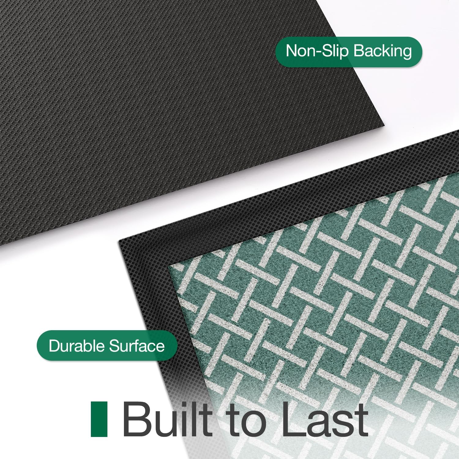 LUMI Front Door Mat 24x36, Low-Profile Non-Slip Welcome Mat for Indoor Outdoor, Stain & Fade Resistant Geometric Door Mat for Entryway Patio Porch, Grid-Teal