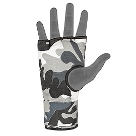 HUNTER Gel Padded Inner Gloves with Hand Wraps for Boxing (Comes in Pair) (Grey Camo, L/XL)
