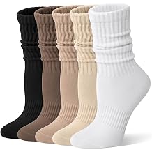 Slouchy Socks for Women, Slouch Cotton Crew Scrunch Socks