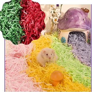 MANON ROSA Ropa de cama de animales pequeños, colorido, material de papel para anidar, acogedor, seguro para pájaros, cobayas, chinchilla, ratones, jerbos, ratas, mascotas (verde rojo)