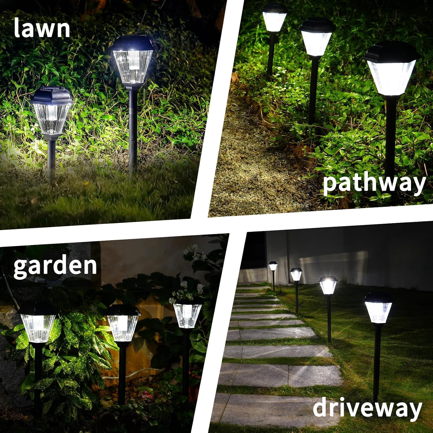 Sublume Solar Pathway Lights Outdoor 4 Pack, Solar Landscape Lights with 1000mAh Battery, IP 65 Waterproof, Auto On/Off,Warm White Solar Walkway Lights for Driveway, Yard, Garden Decor