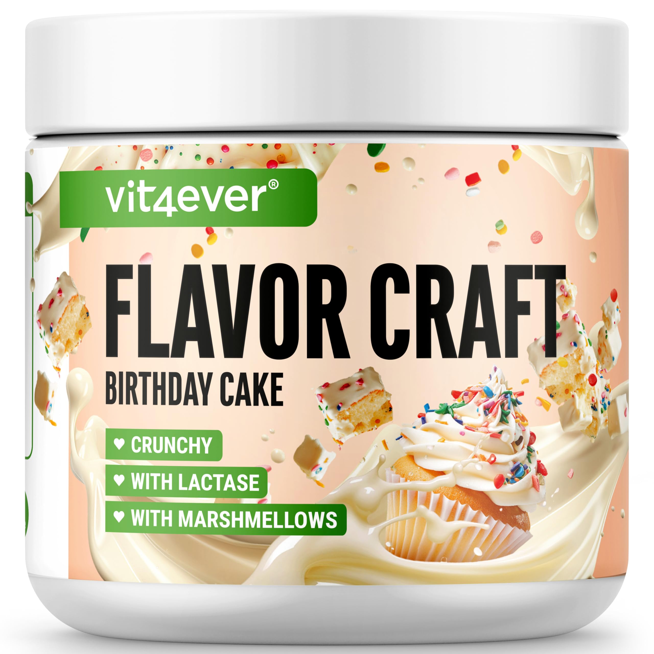 vit4ever Geschmackspulver Birthday Cake mit extra vielen Chunks - 250 g - Leckerer Geschmack und Süße - Vielseitig einsetzbar für Lebensmittel & Getränke - Flavour Powder - FLAVOR CRAFT
