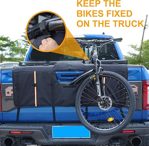 Miniatura 3 de Amooca Almohadilla de protección para portón trasero para bicicletas de montaña, camioneta, con 3 bolsillos para herramientas, 52 pulgadas de ancho