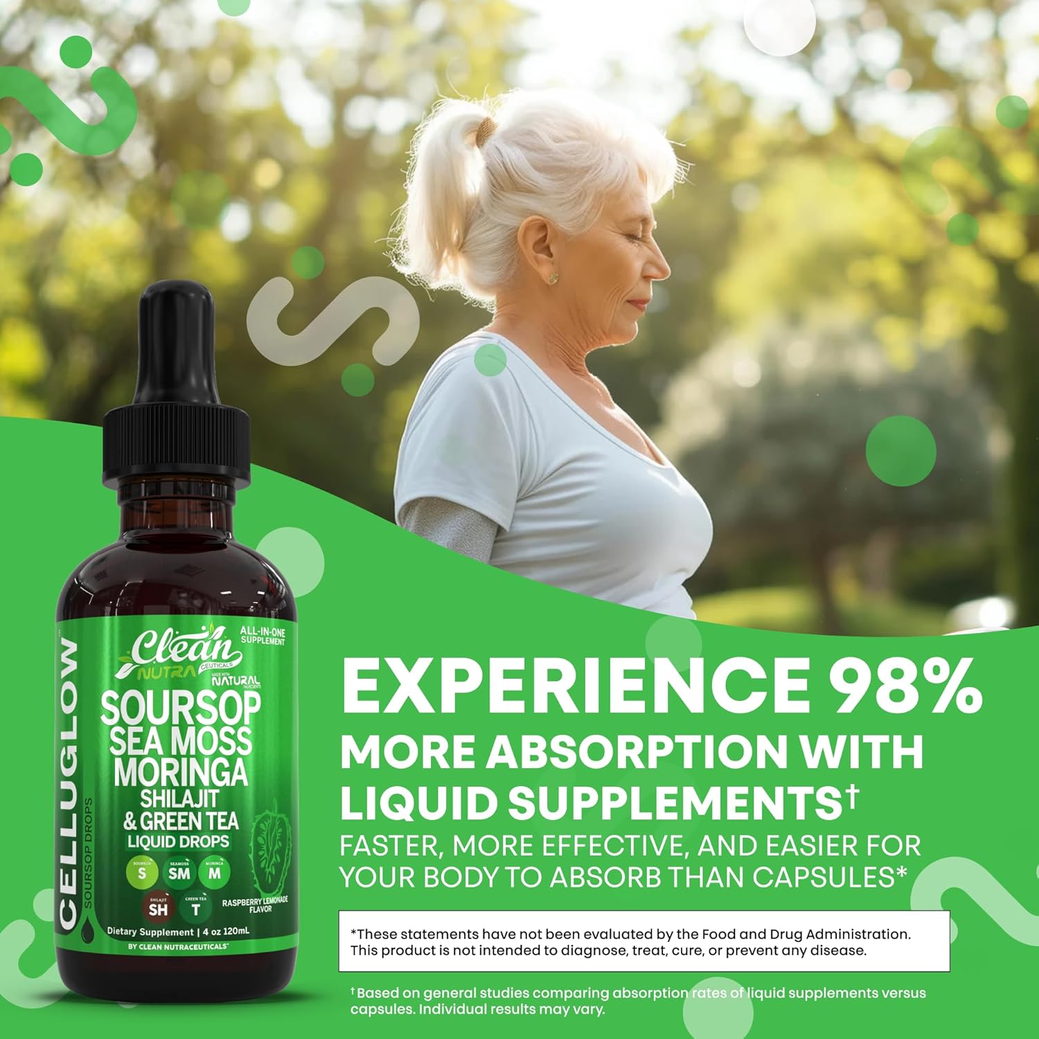 Clean Nutra Soursop Liquid Drops Sea Moss Moringa Shilajit Green Tea Vitamin D Vitamin C Garlic Supplements Grape Seed Lycopene Turmeric Root 4 Oz Immune Support & Cellular Health by Clean Nutra - Image 7