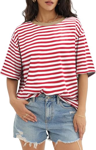 ATHMILE Womens Oversized T Shirts Casual Tee Workout Tops Gym Clothes Summer Loose Fit Short Sleeve Graphics Basic Y2K 2026