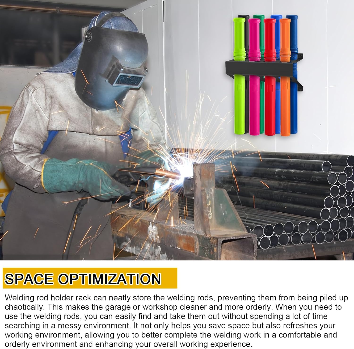 8 Slot Tig Welding Rod Holder Wall Mount Garage Workshop Organizer | Metal Tig Welding Rod Storage Rack For Tool Shed Workshop Welding Supplies