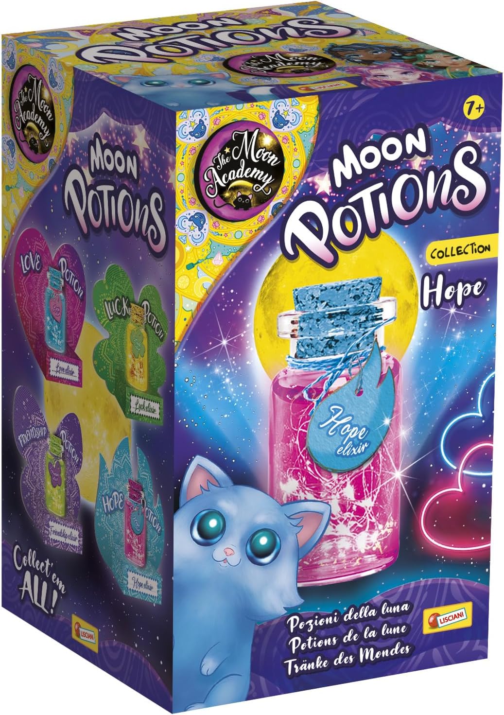Lisciani The Moon Academy Potion Collection Magic Potion Kit for Children Aged 7 and Above with Powders and Glitter 4 Bottles to Collect Random Colour