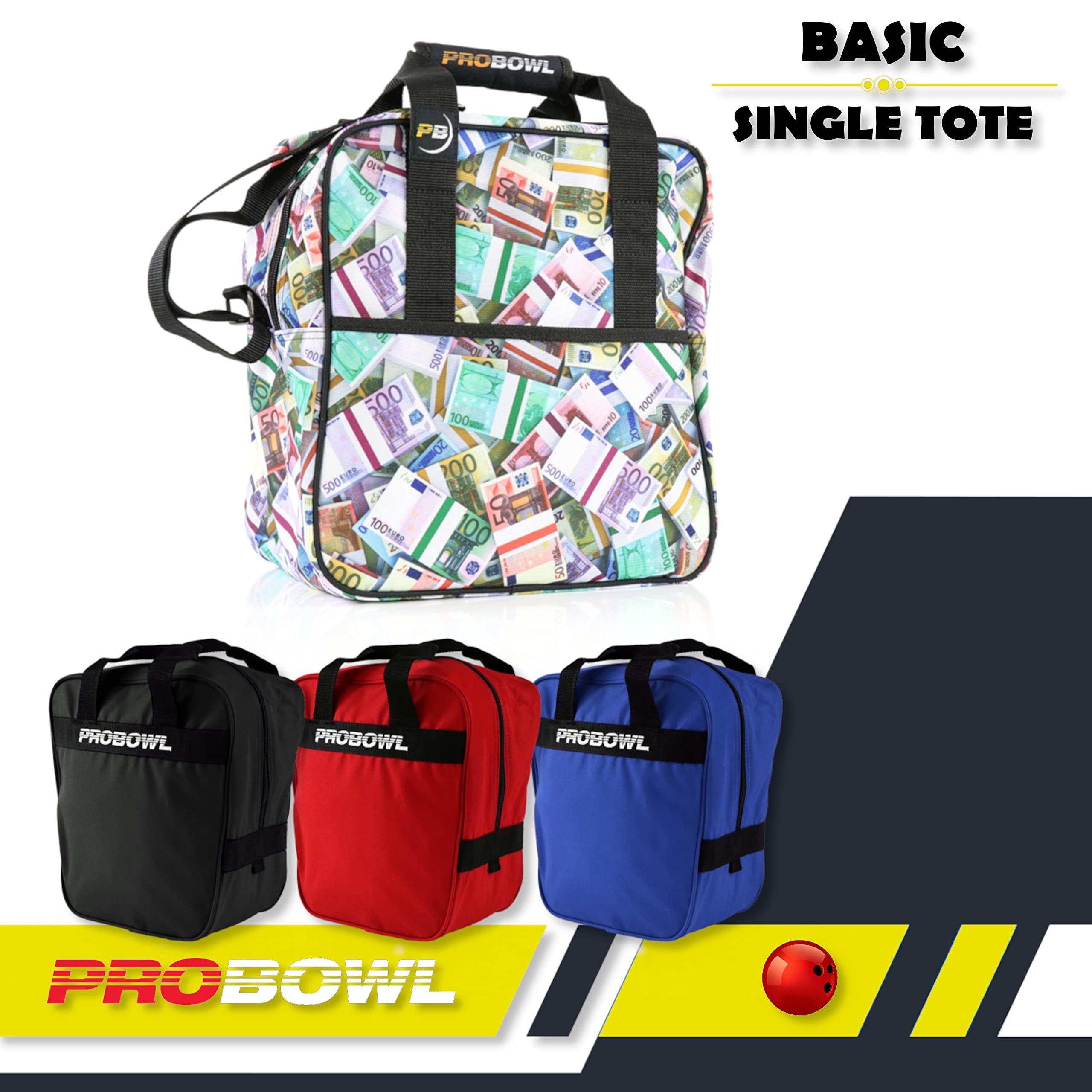 1 bolsa de bolos de bola, bolsa de bolos básica, bolsa de bolos para bolas, portátil, delgada, acolchada, bolsa de bolos con asas, bolsa para hombre y mujer, para niños