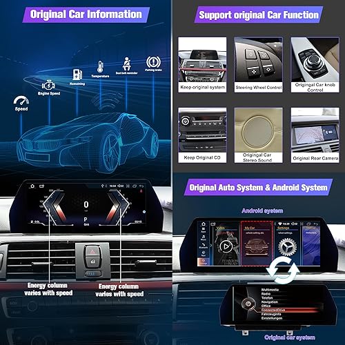 Miniatura 6 de Navegador GPS del coche de 12.3 pulgadas para BMW 3 Serie 4 Serie F30 F31 F32 F33 F34 F36 Android 12 Blu-ray pantalla táctil CarPlay (sistema NBT,